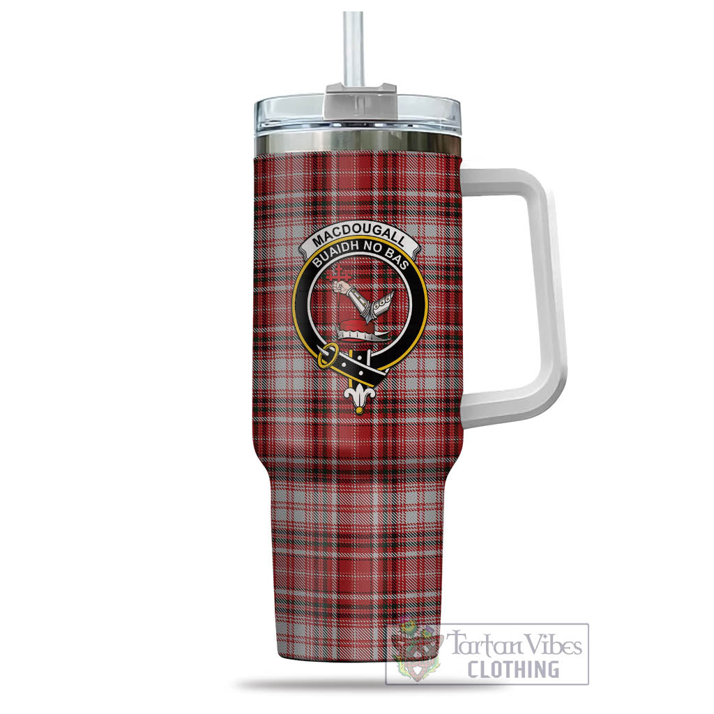 Tartan Vibes Clothing MacDougall Dress Tartan and Family Crest Tumbler with Handle