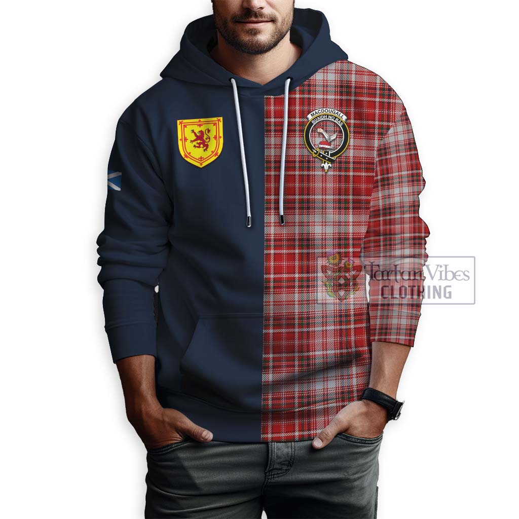 Tartan Vibes Clothing MacDougall Dress Tartan Hoodie with Scottish Lion Royal Arm Half Style