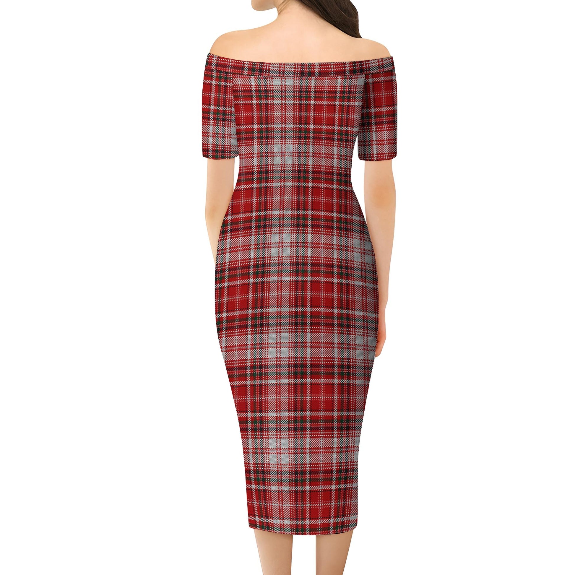 MacDougall Dress Tartan Off Shoulder Lady Dress - Tartanvibesclothing