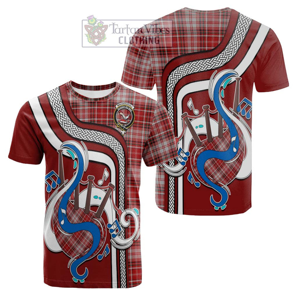 Tartan Vibes Clothing MacDougall Dress Tartan Cotton T-shirt with Epic Bagpipe Style