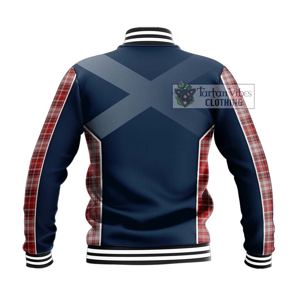 Tartan Vibes Clothing MacDougall Dress Tartan Baseball Jacket with Family Crest and Lion Rampant Vibes Sport Style