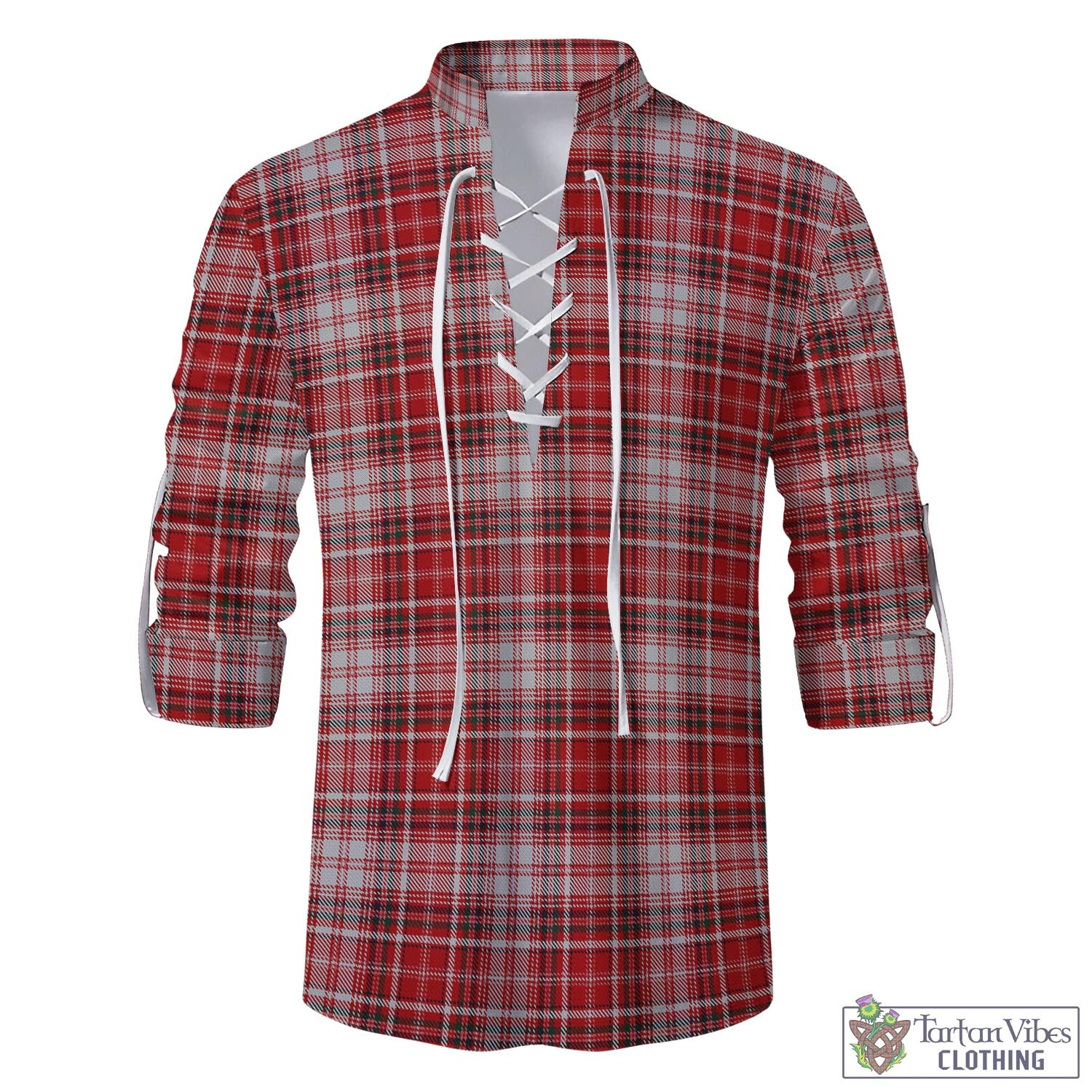 Tartan Vibes Clothing MacDougall Dress Tartan Men's Scottish Traditional Jacobite Ghillie Kilt Shirt