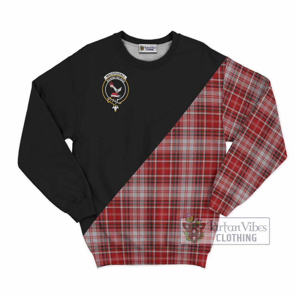 Tartan Vibes Clothing MacDougall Dress Tartan Sweatshirt with Family Crest and Military Logo Style