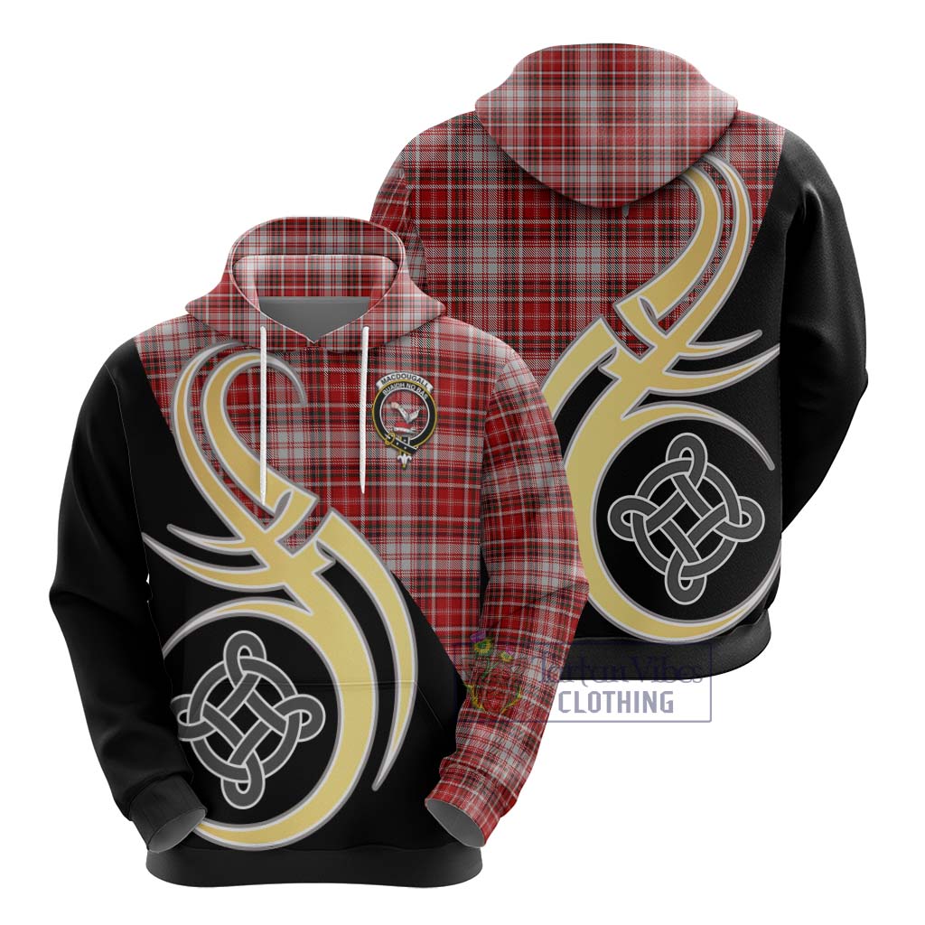 Tartan Vibes Clothing MacDougall Dress Tartan Hoodie with Family Crest and Celtic Symbol Style