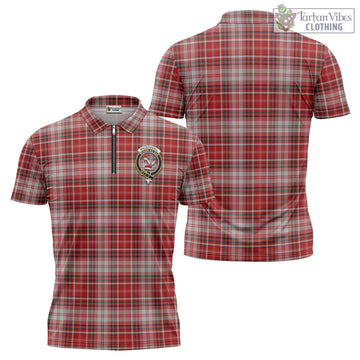 MacDougall Dress Tartan Zipper Polo Shirt with Family Crest