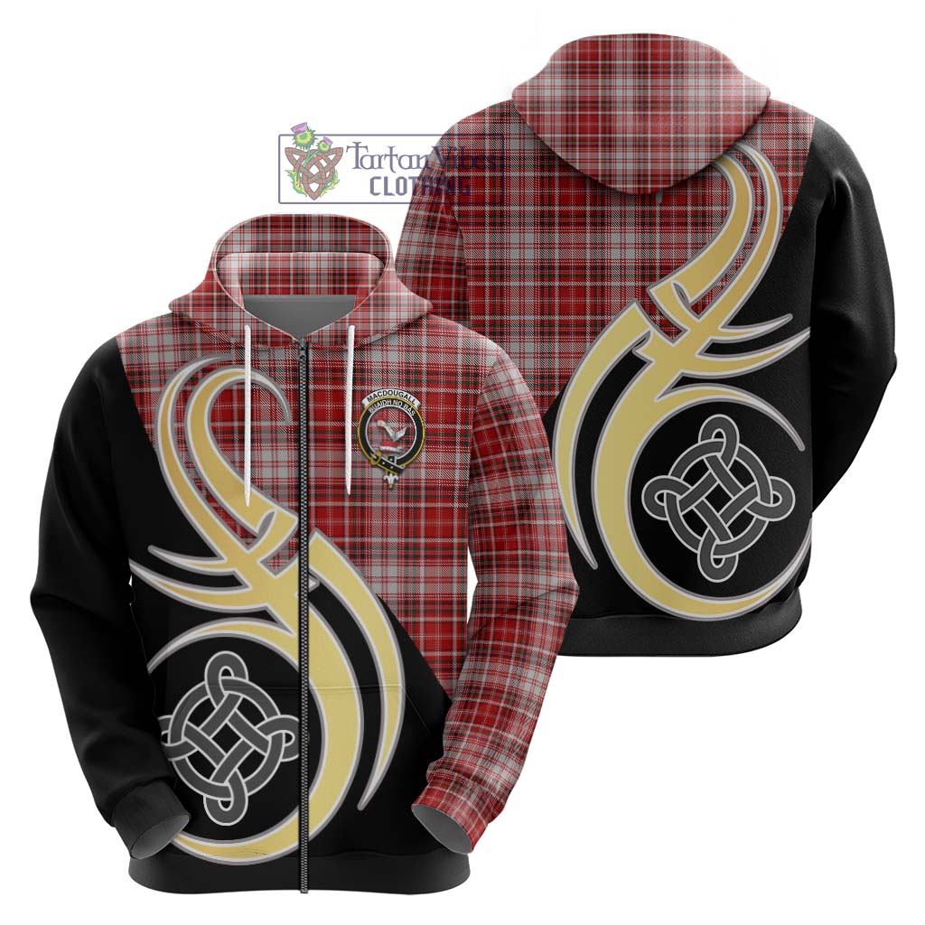 Tartan Vibes Clothing MacDougall Dress Tartan Hoodie with Family Crest and Celtic Symbol Style