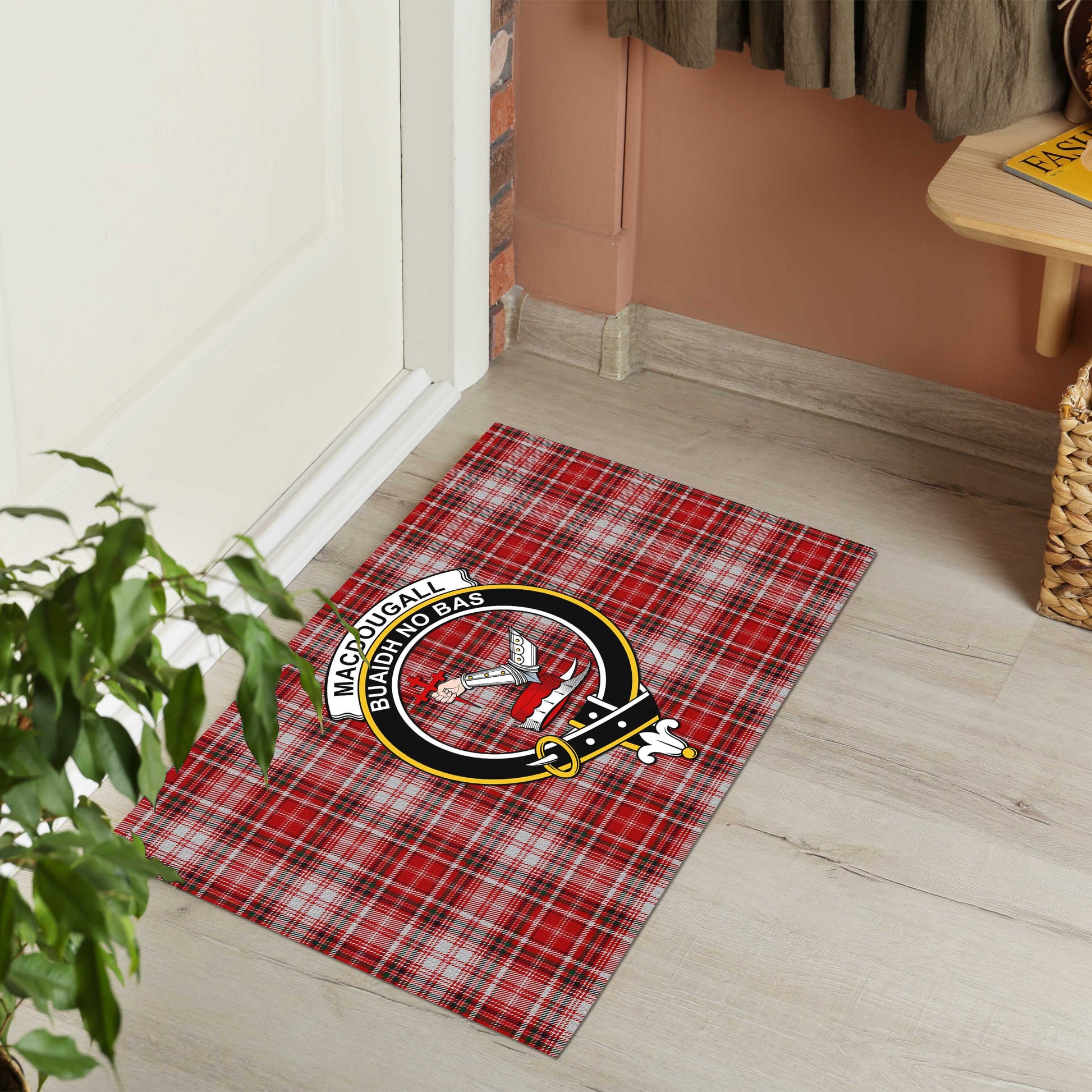 MacDougall Dress Tartan Door Mat with Family Crest - Tartanvibesclothing