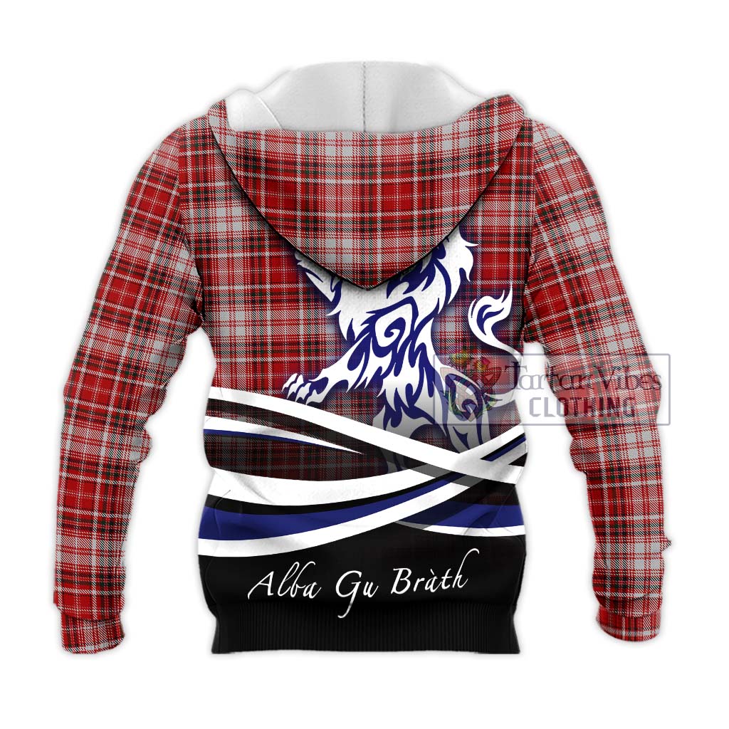 Tartan Vibes Clothing MacDougall Dress Tartan Knitted Hoodie with Alba Gu Brath Regal Lion Emblem