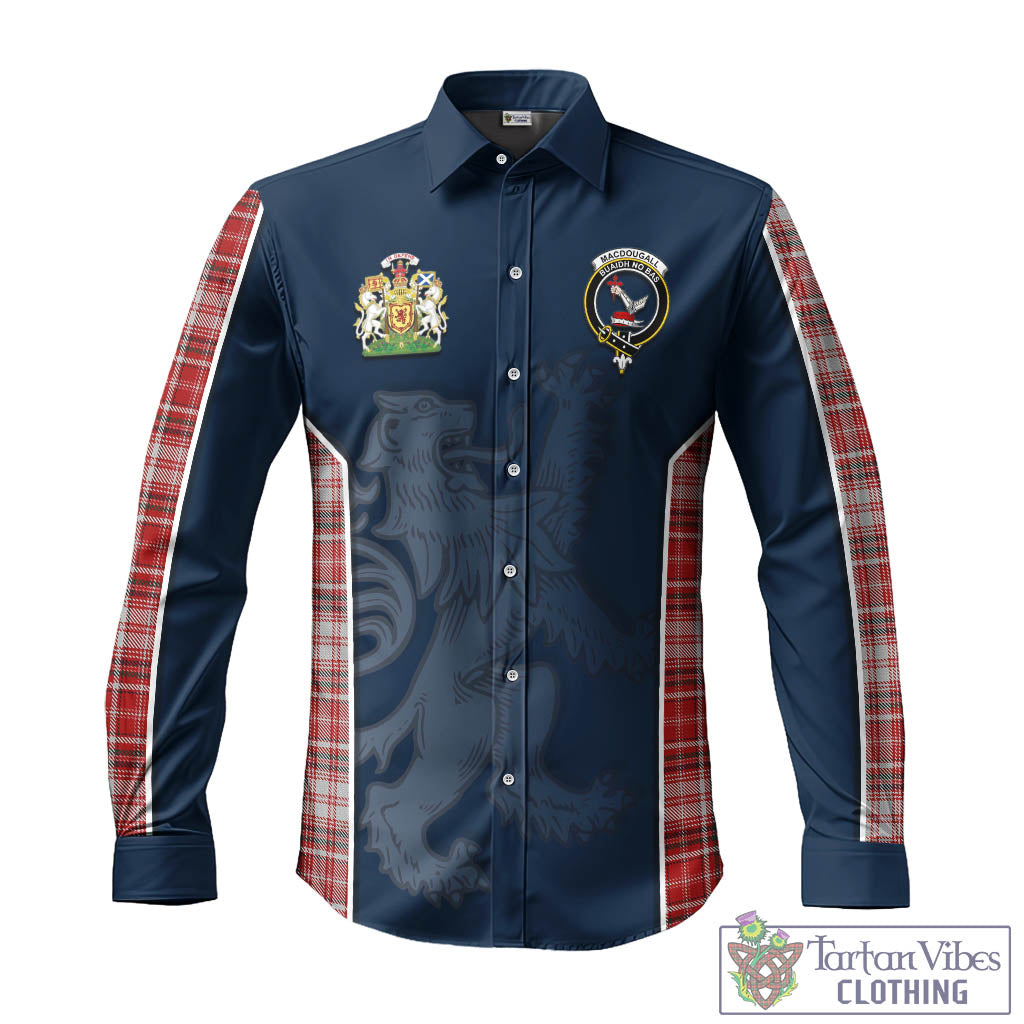 Tartan Vibes Clothing MacDougall Dress Tartan Long Sleeve Button Up Shirt with Family Crest and Lion Rampant Vibes Sport Style