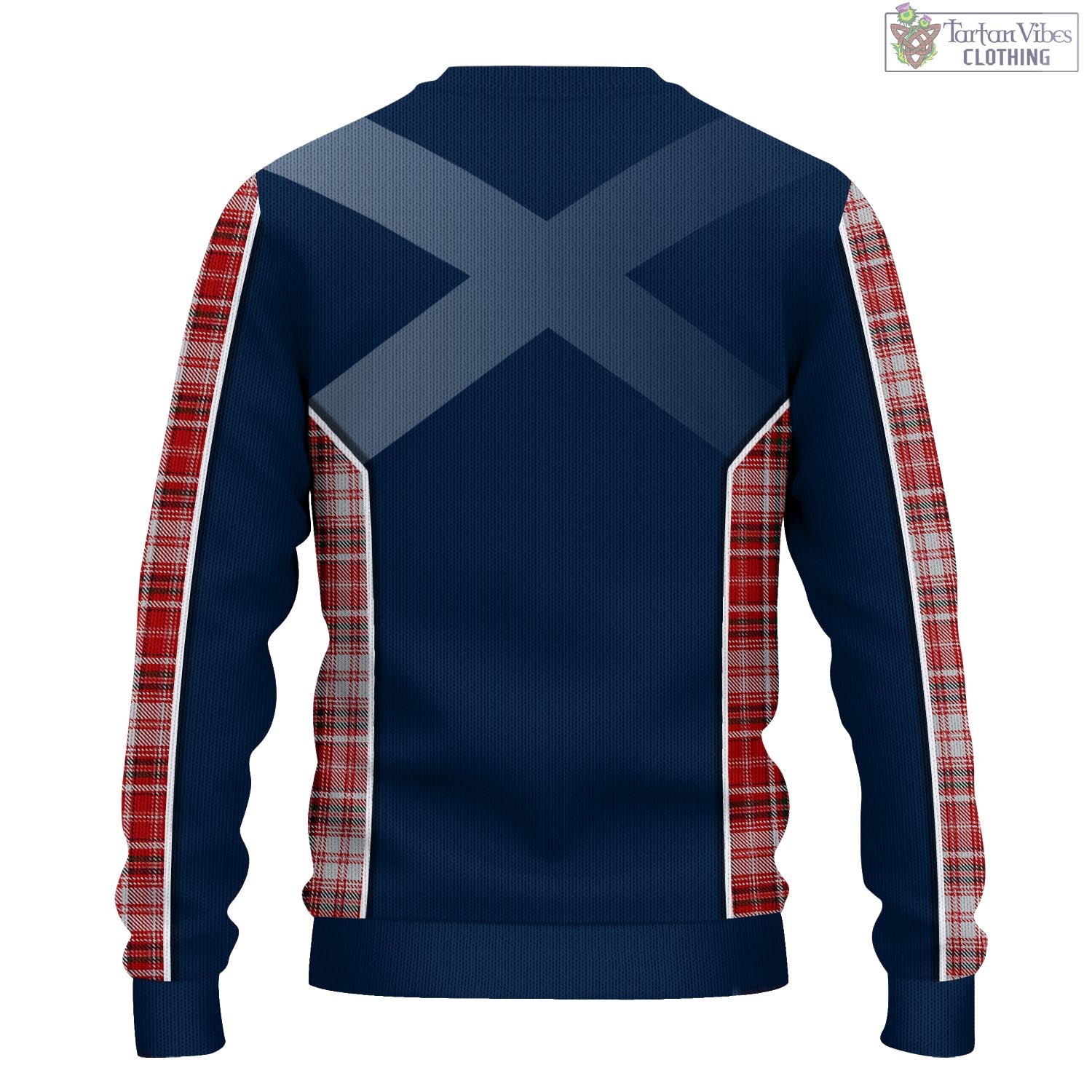 Tartan Vibes Clothing MacDougall Dress Tartan Knitted Sweatshirt with Family Crest and Scottish Thistle Vibes Sport Style