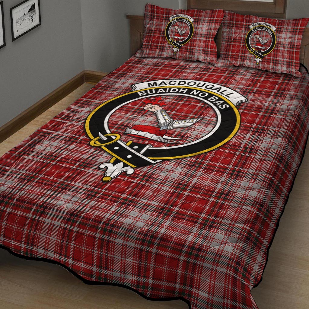 MacDougall Dress Tartan Quilt Bed Set with Family Crest - Tartanvibesclothing