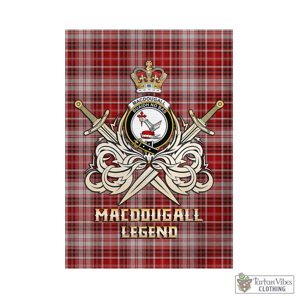 Tartan Vibes Clothing MacDougall Dress Tartan Flag with Clan Crest and the Golden Sword of Courageous Legacy