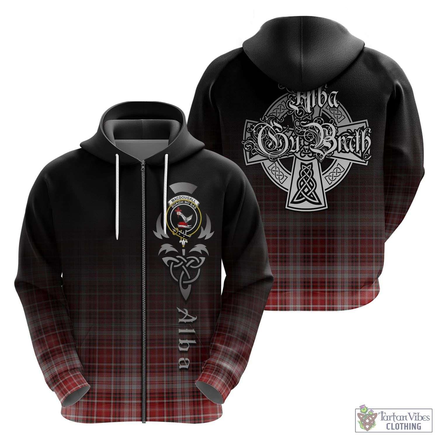 Tartan Vibes Clothing MacDougall Dress Tartan Hoodie Featuring Alba Gu Brath Family Crest Celtic Inspired