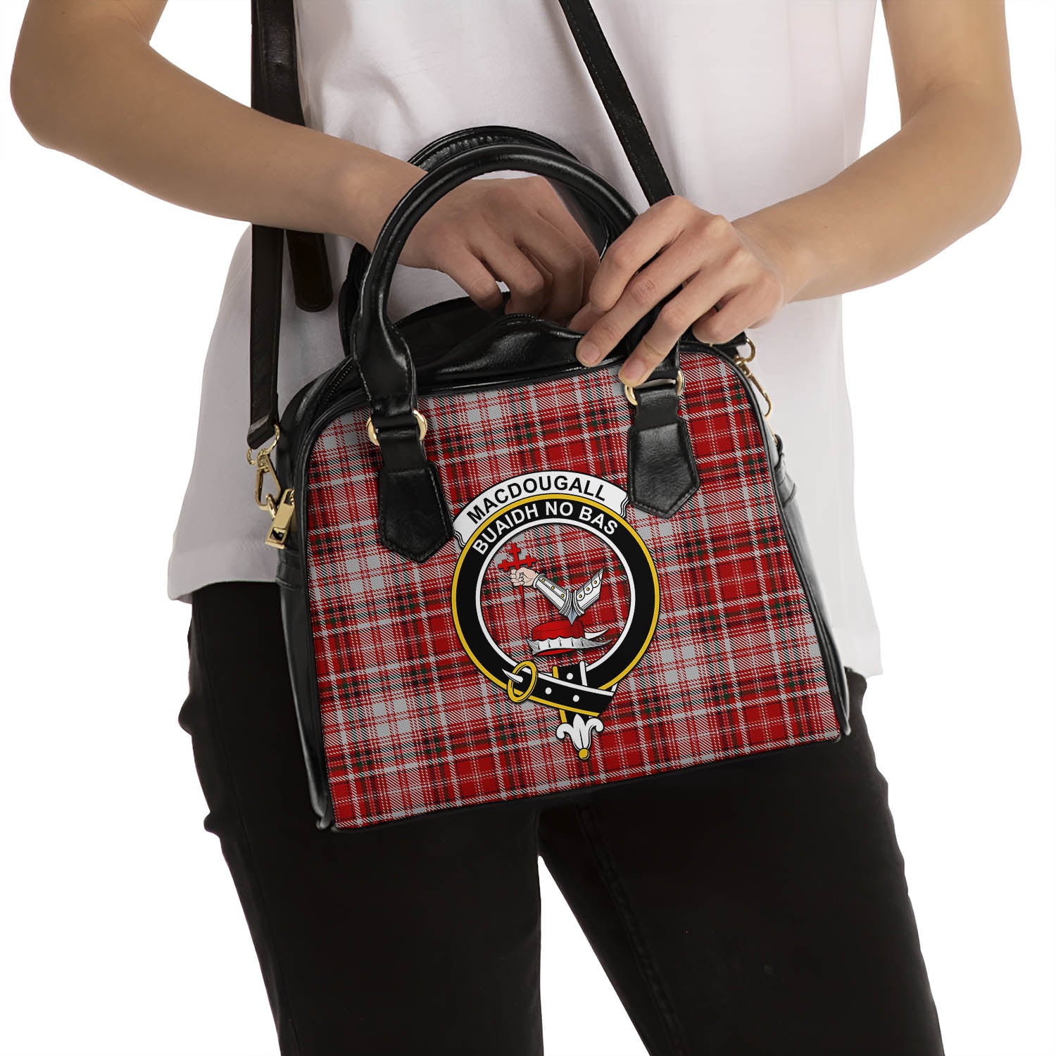 MacDougall Dress Tartan Shoulder Handbags with Family Crest - Tartanvibesclothing