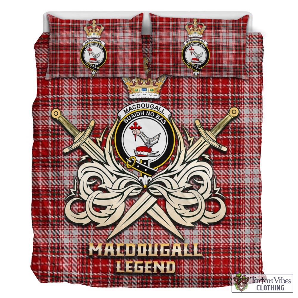 Tartan Vibes Clothing MacDougall Dress Tartan Bedding Set with Clan Crest and the Golden Sword of Courageous Legacy