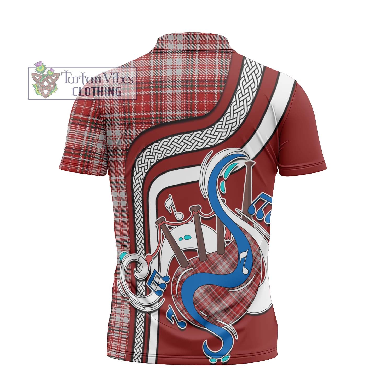 Tartan Vibes Clothing MacDougall Dress Tartan Zipper Polo Shirt with Epic Bagpipe Style