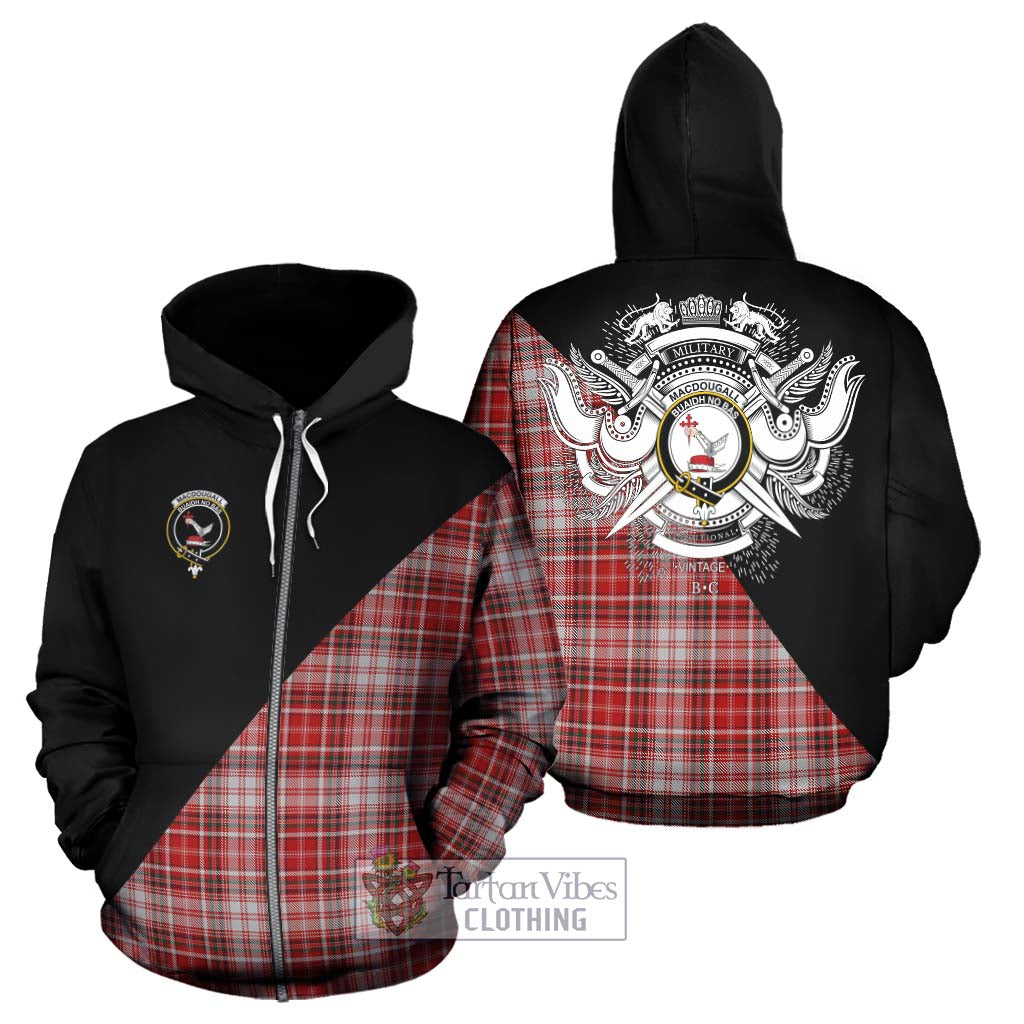 Tartan Vibes Clothing MacDougall Dress Tartan Hoodie with Family Crest and Military Logo Style