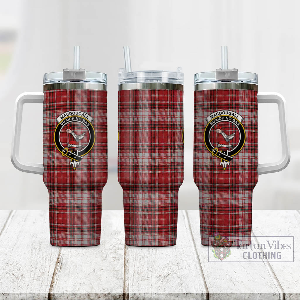 Tartan Vibes Clothing MacDougall Dress Tartan and Family Crest Tumbler with Handle