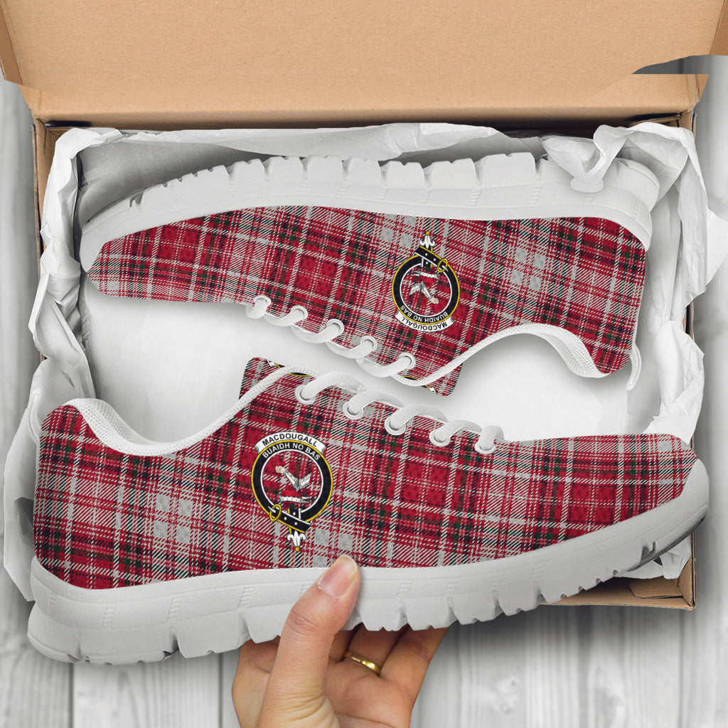 MacDougall Dress Tartan Sneakers with Family Crest - Tartan Vibes Clothing