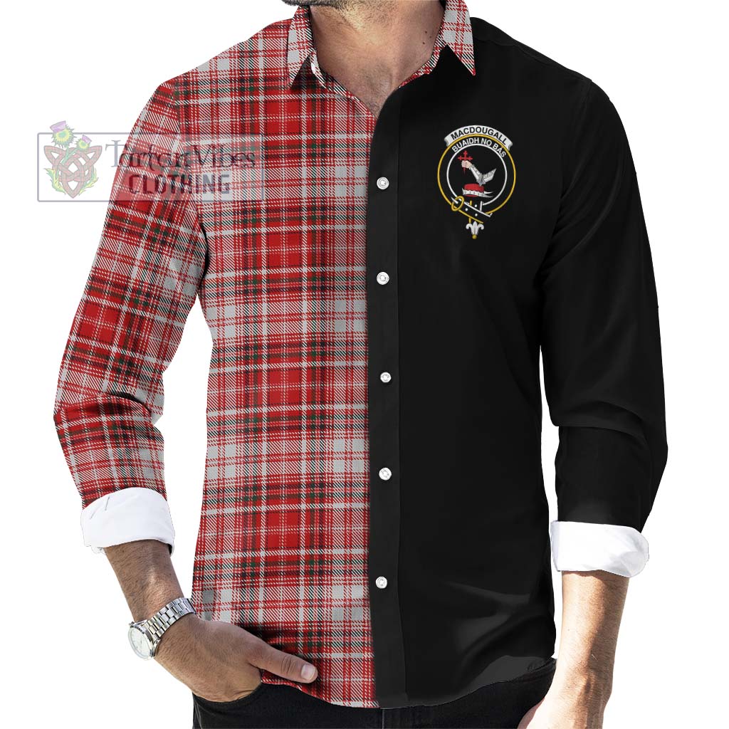 Tartan Vibes Clothing MacDougall Dress Tartan Long Sleeve Button Shirt with Family Crest and Half Of Me Style