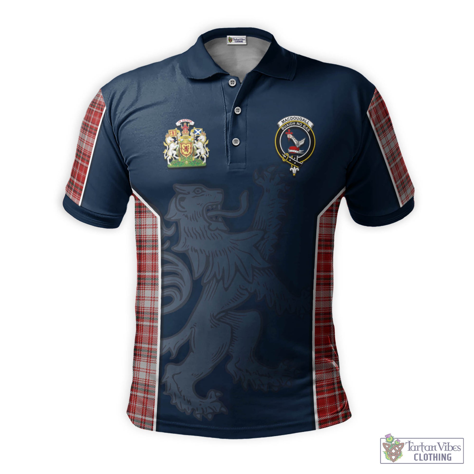 Tartan Vibes Clothing MacDougall Dress Tartan Men's Polo Shirt with Family Crest and Lion Rampant Vibes Sport Style