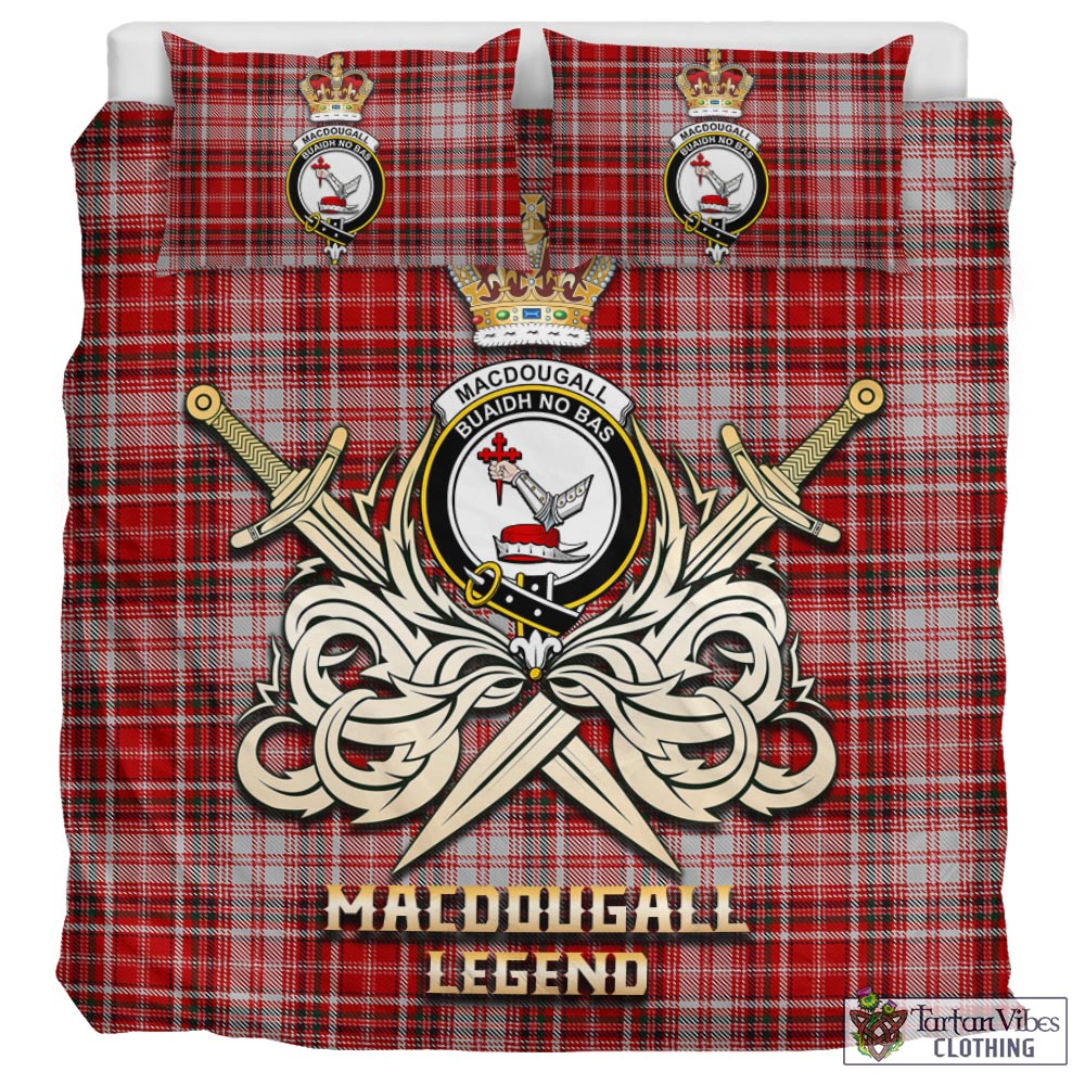 Tartan Vibes Clothing MacDougall Dress Tartan Bedding Set with Clan Crest and the Golden Sword of Courageous Legacy