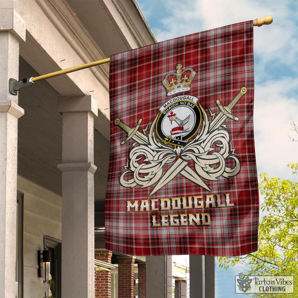 Tartan Vibes Clothing MacDougall Dress Tartan Flag with Clan Crest and the Golden Sword of Courageous Legacy