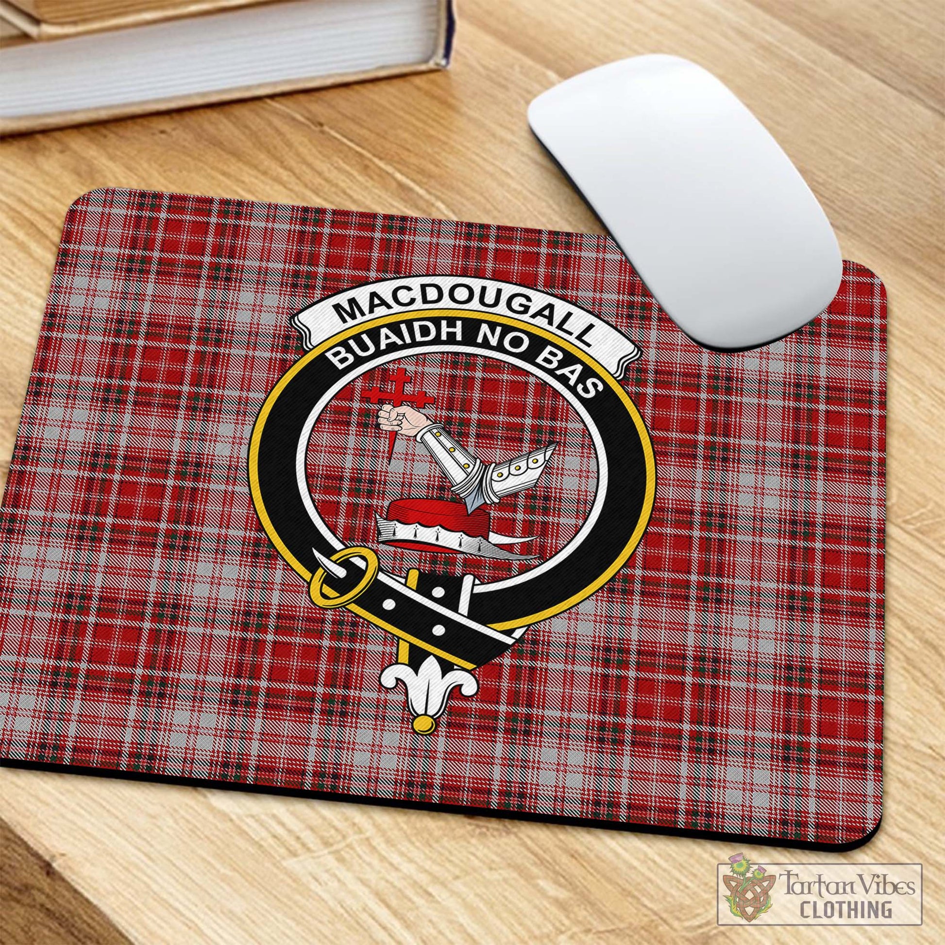 Tartan Vibes Clothing MacDougall Dress Tartan Mouse Pad with Family Crest