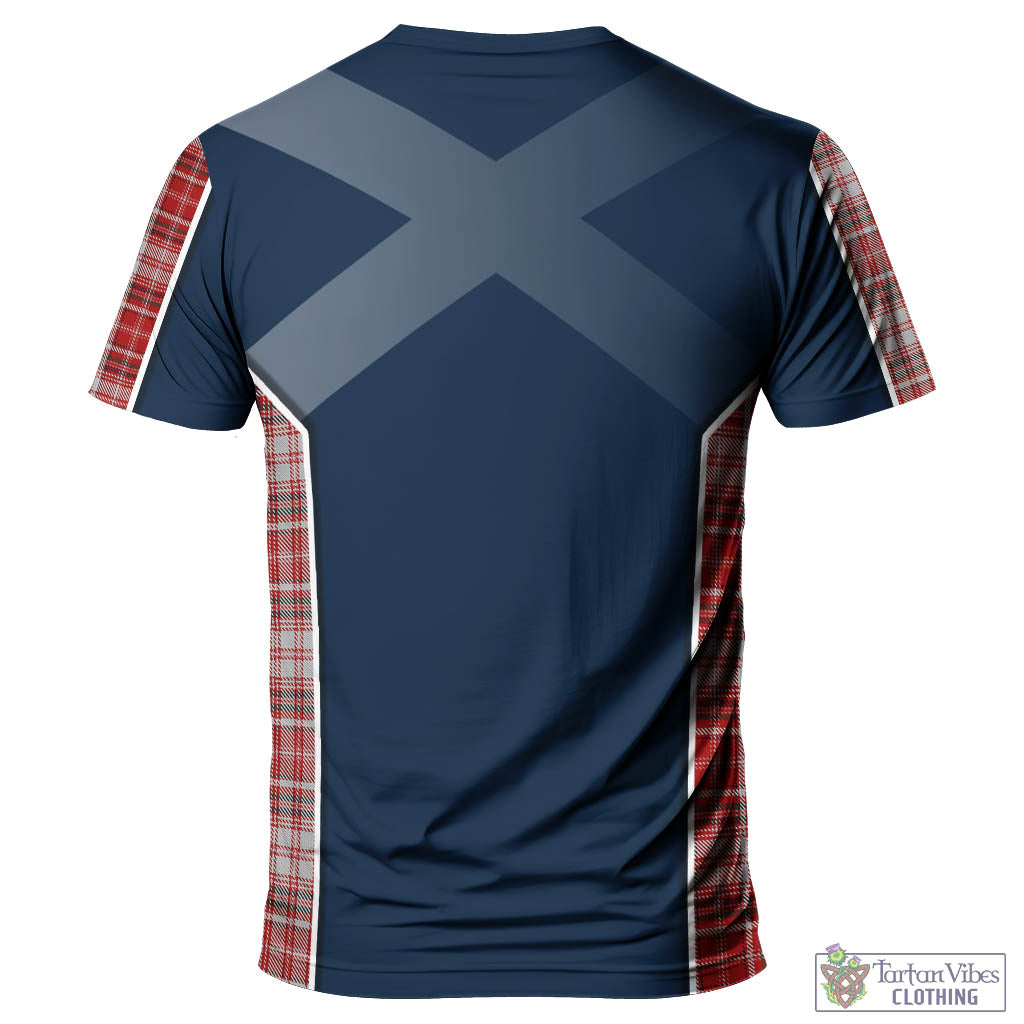 Tartan Vibes Clothing MacDougall Dress Tartan T-Shirt with Family Crest and Scottish Thistle Vibes Sport Style