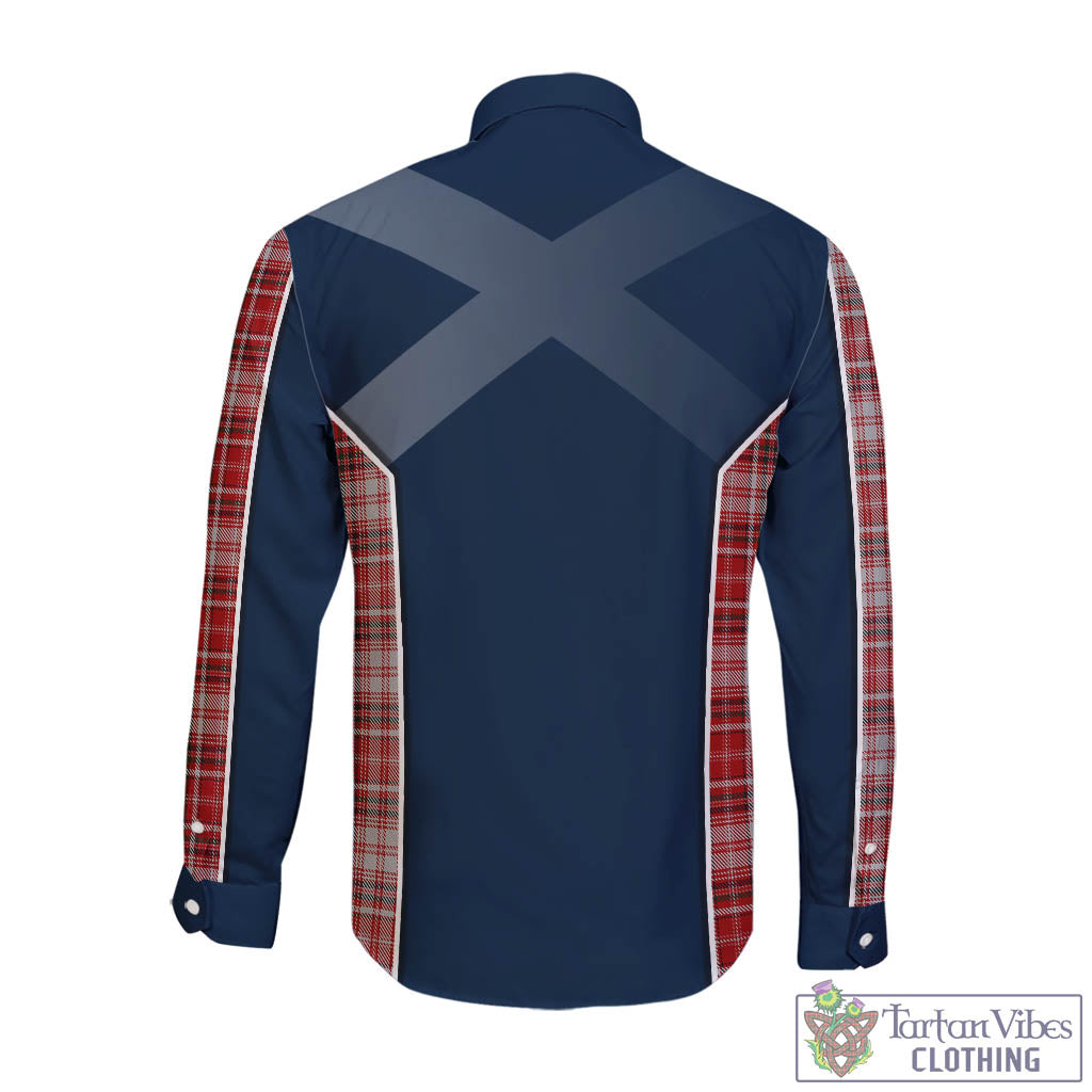 Tartan Vibes Clothing MacDougall Dress Tartan Long Sleeve Button Up Shirt with Family Crest and Scottish Thistle Vibes Sport Style