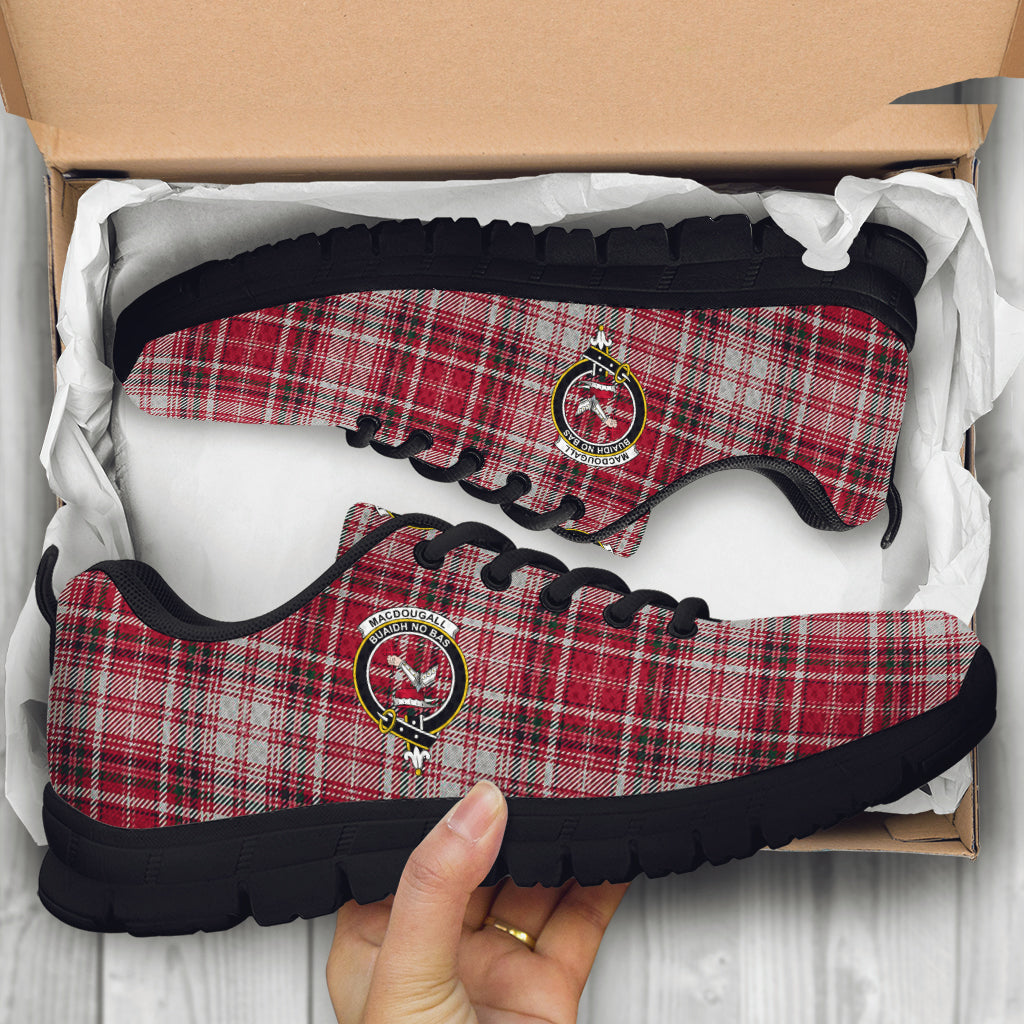 MacDougall Dress Tartan Sneakers with Family Crest - Tartan Vibes Clothing