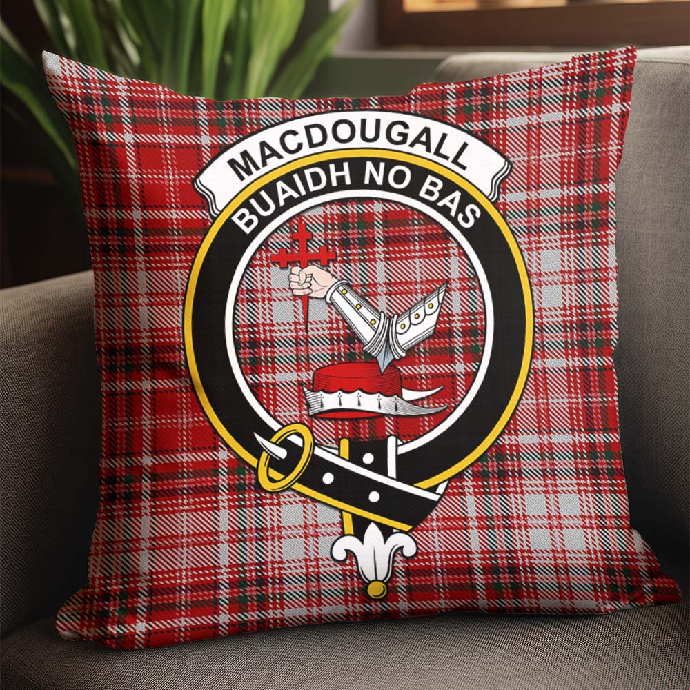 MacDougall Dress Tartan Pillow Cover with Family Crest - Tartanvibesclothing