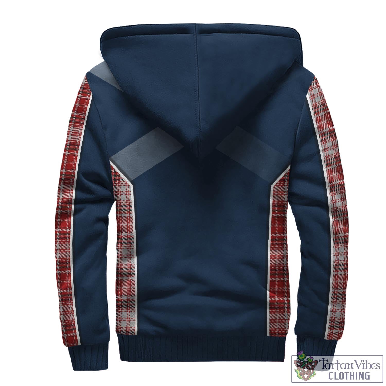 Tartan Vibes Clothing MacDougall Dress Tartan Sherpa Hoodie with Family Crest and Scottish Thistle Vibes Sport Style