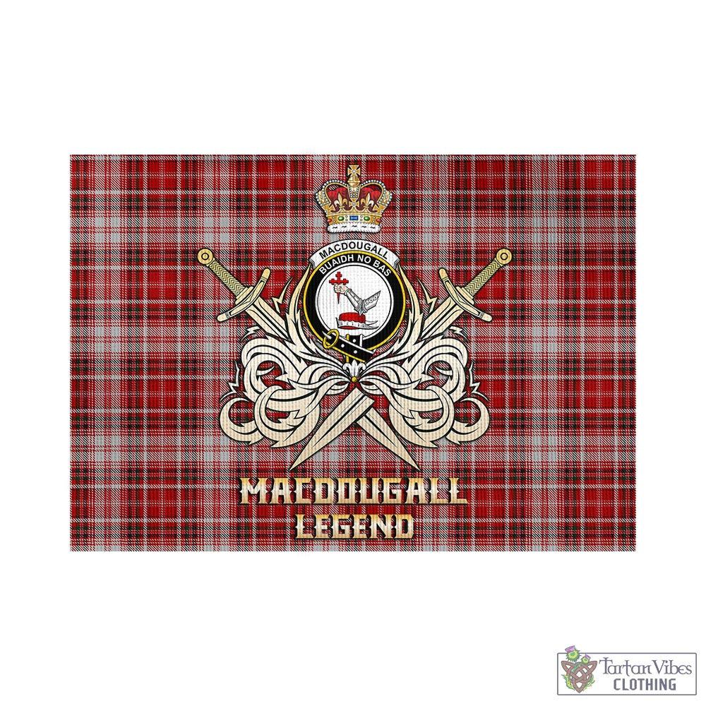 Tartan Vibes Clothing MacDougall Dress Tartan Flag with Clan Crest and the Golden Sword of Courageous Legacy