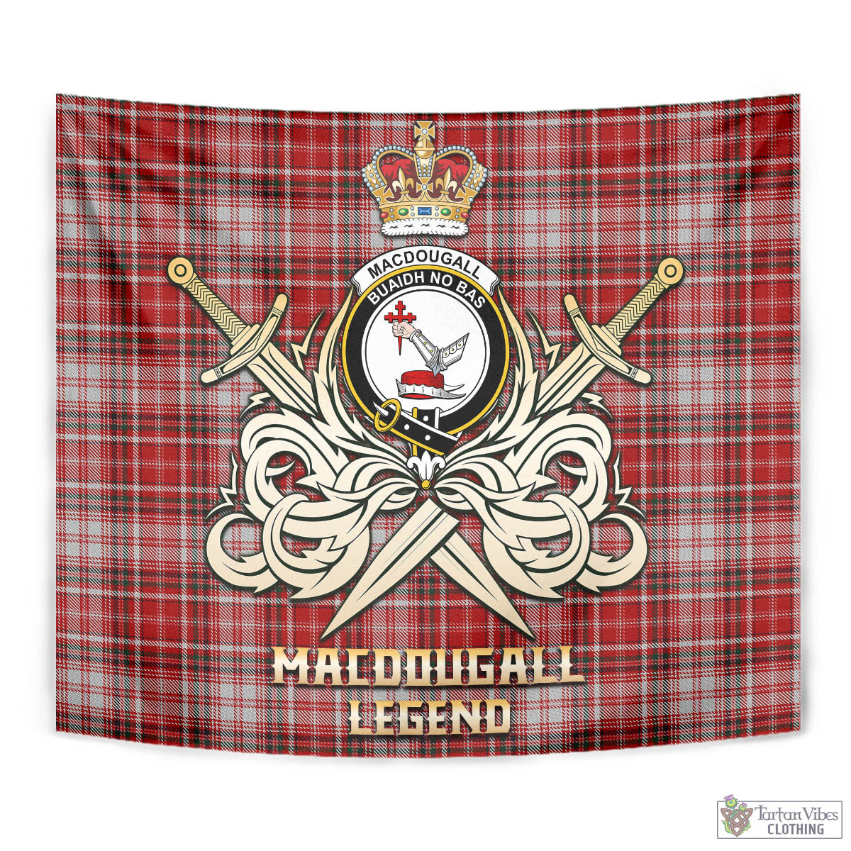 Tartan Vibes Clothing MacDougall Dress Tartan Tapestry with Clan Crest and the Golden Sword of Courageous Legacy