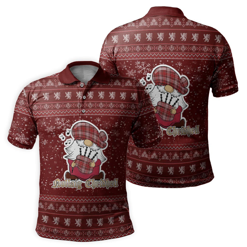 MacDougall Dress Clan Christmas Family Polo Shirt with Funny Gnome Playing Bagpipes - Tartanvibesclothing