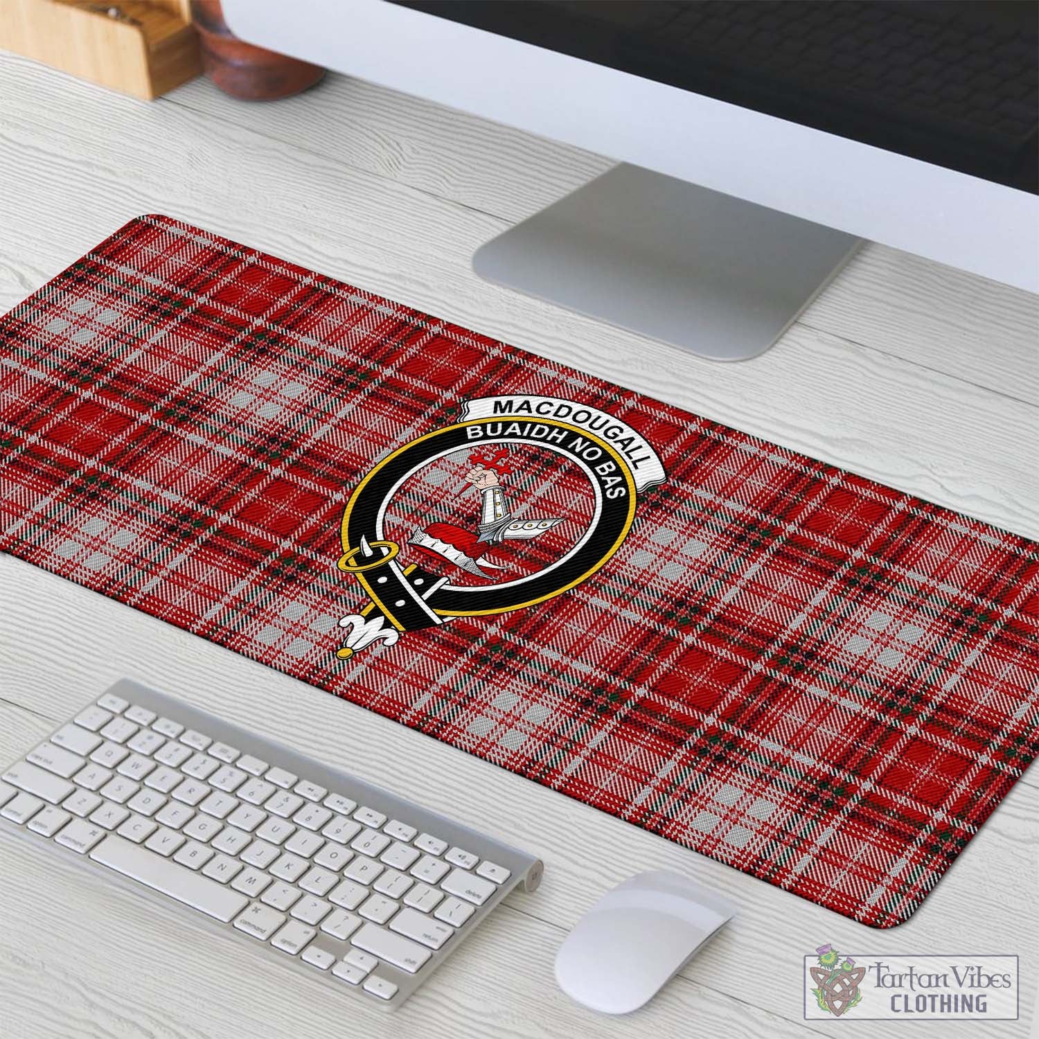 Tartan Vibes Clothing MacDougall Dress Tartan Mouse Pad with Family Crest