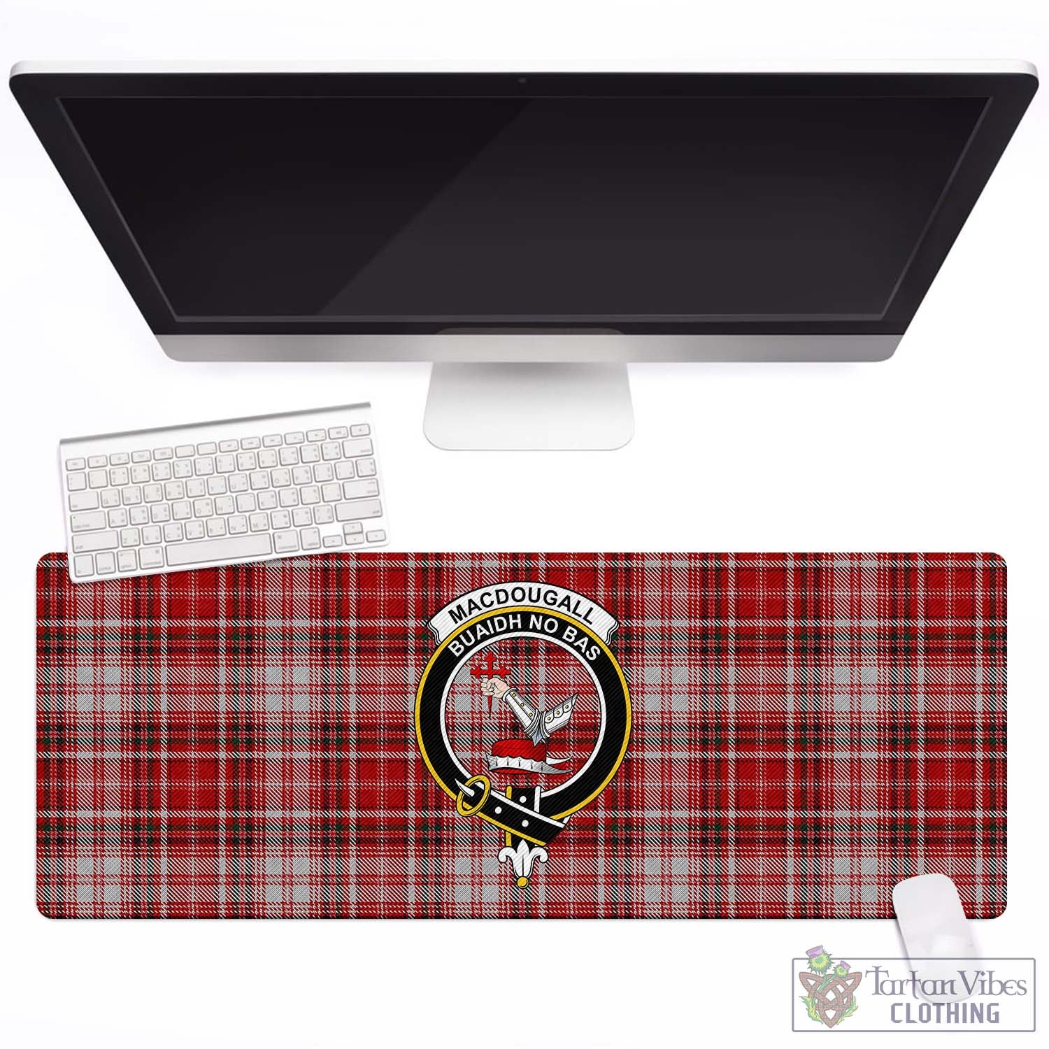 Tartan Vibes Clothing MacDougall Dress Tartan Mouse Pad with Family Crest