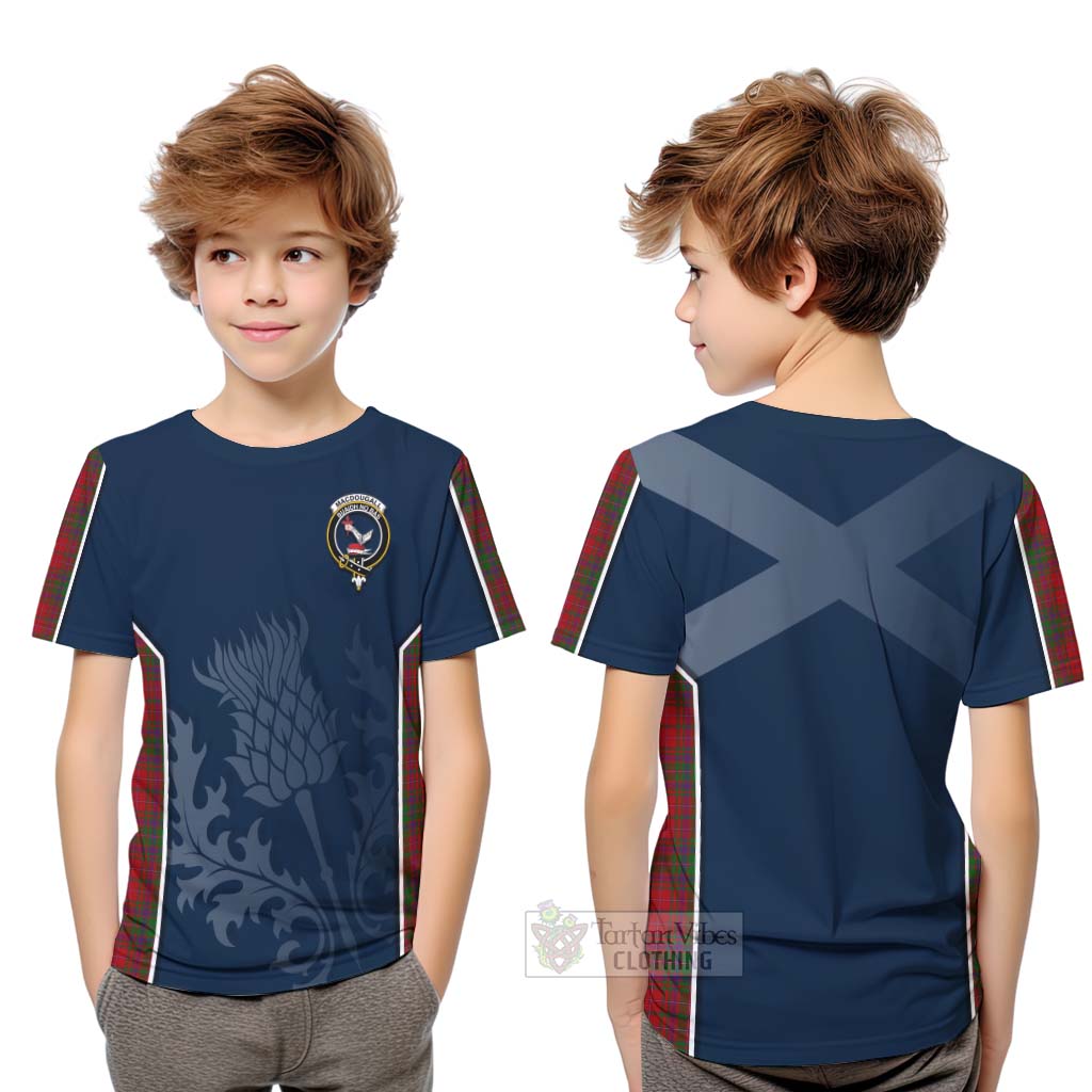 Tartan Vibes Clothing MacDougall (McDougall) Tartan Kid T-Shirt with Family Crest and Scottish Thistle Vibes Sport Style