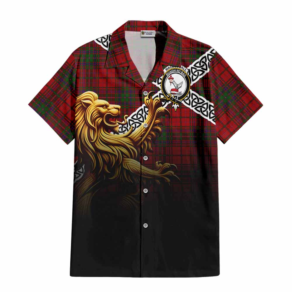 MacDougall (McDougall) Crest Tartan Hawaiian Shirt with Golden Lion Emblem Celtic Style Kid - Tartan Vibes Clothing