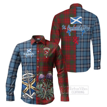 MacDougall (McDougall) Tartan Long Sleeve Button Shirt Happy St. Andrew's Day Half Tartan Style