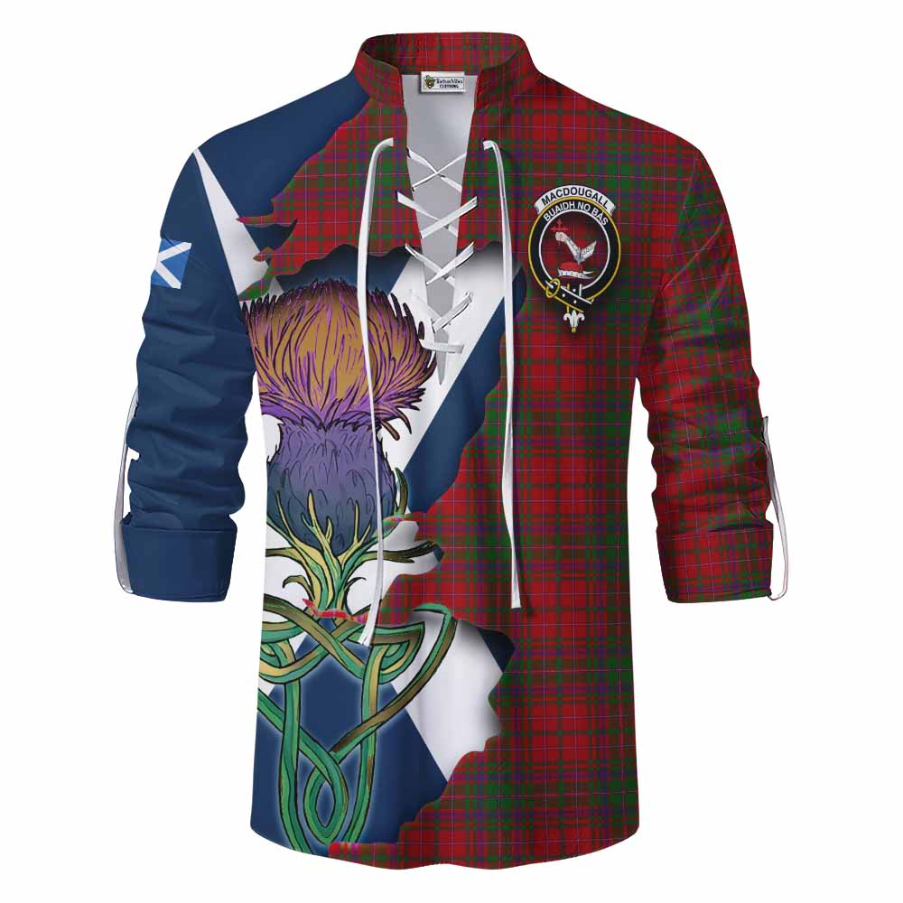 MacDougall (McDougall) Tartan Family Crest Ghillie Kilt Shirt Scottish Thistle Celtic Inspired Men - Tartan Vibes Clothing