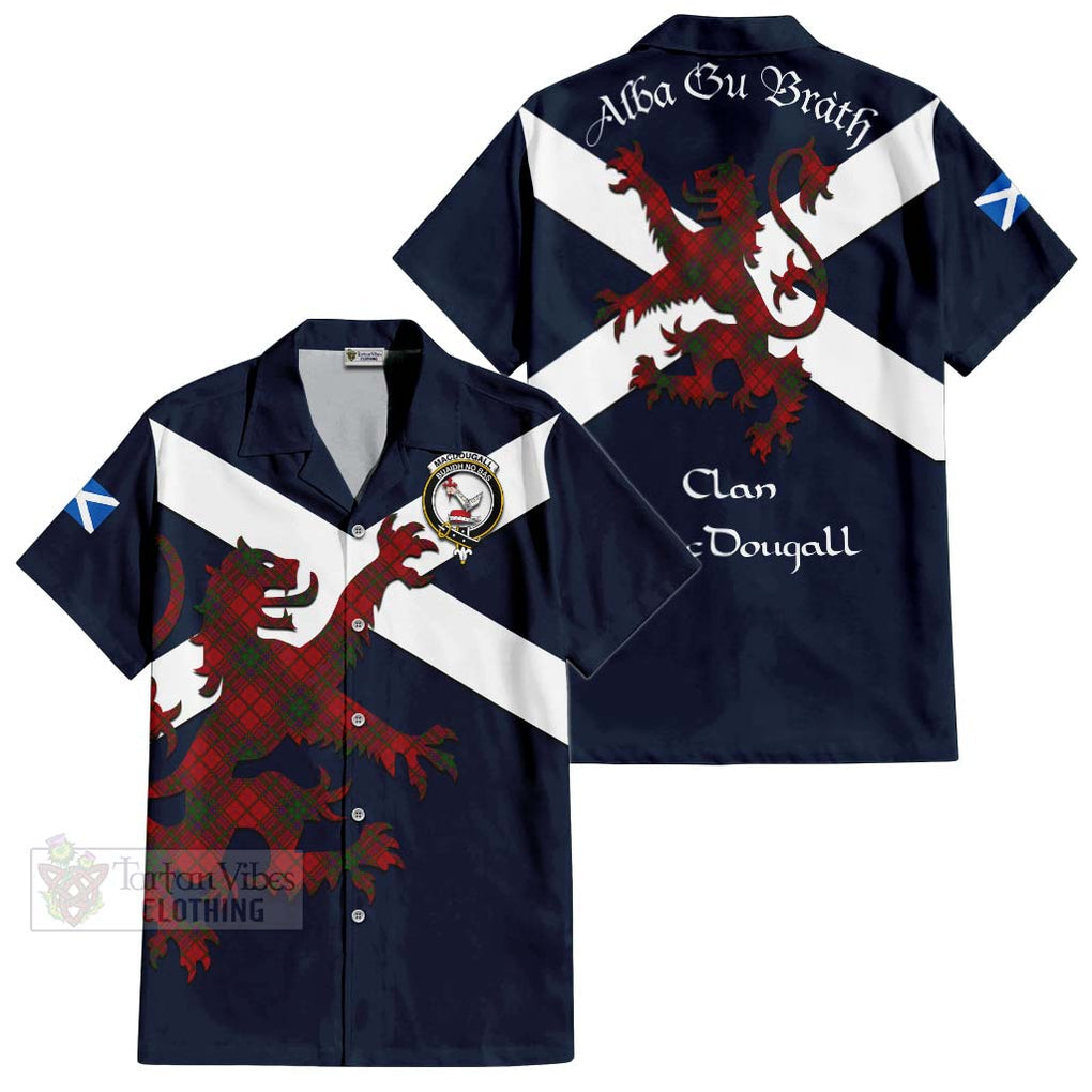 Tartan Vibes Clothing MacDougall (McDougall) Tartan Lion Rampant Short Sleeve Button Shirt – Proudly Display Your Heritage with Alba Gu Brath and Clan Name