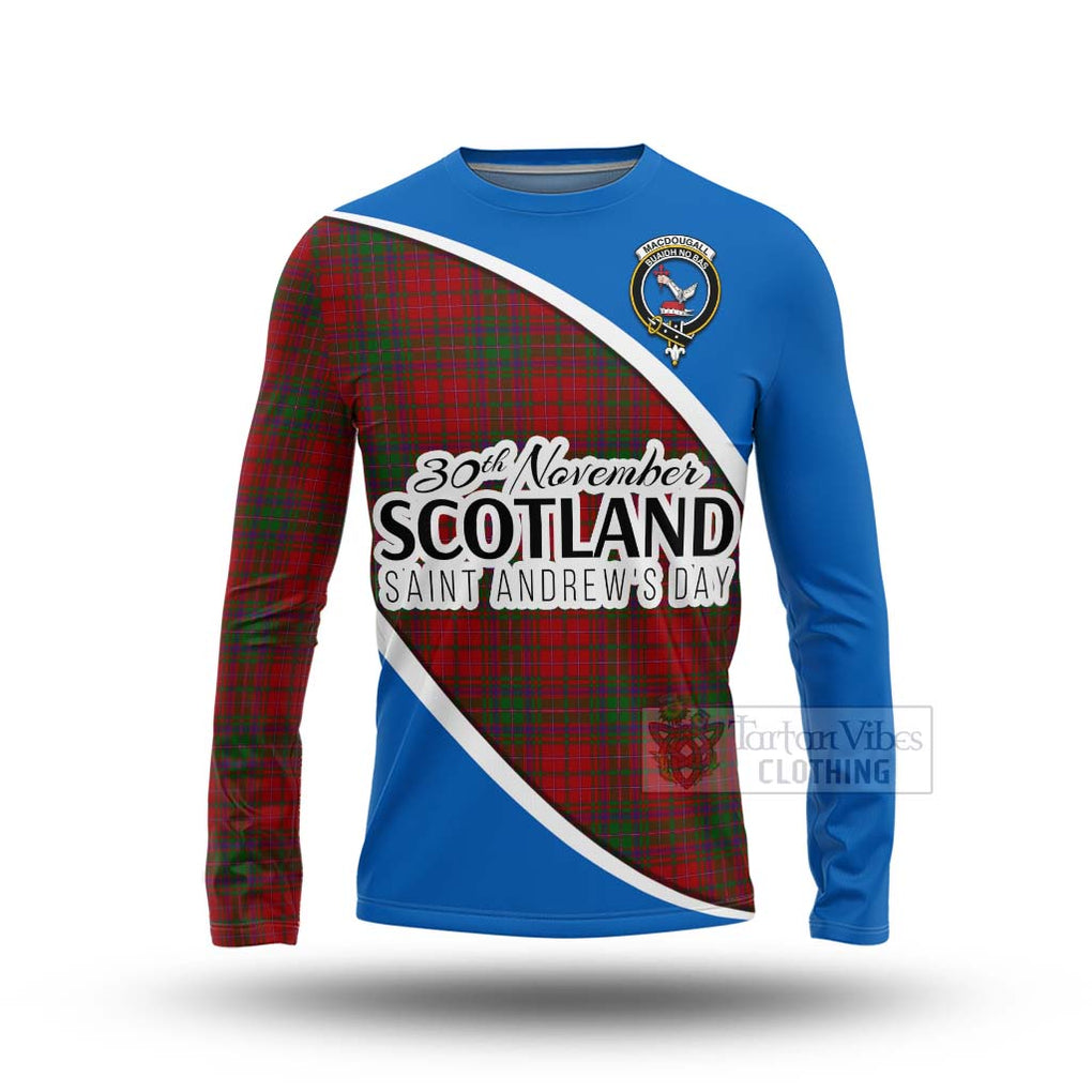 Tartan Vibes Clothing MacDougall (McDougall) Family Crest Tartan Long Sleeve T-Shirt Celebrate Saint Andrew's Day in Style