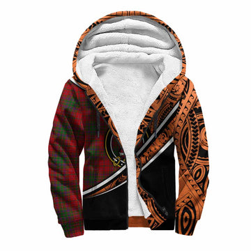 MacDougall (McDougall) Crest Tartan Sherpa Hoodie with Polynesian Vibes Style - Orange Version