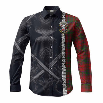 MacDougall (McDougall) Tartan Long Sleeve Button Shirt with Family Crest Cross Sword Thistle Celtic Vibes