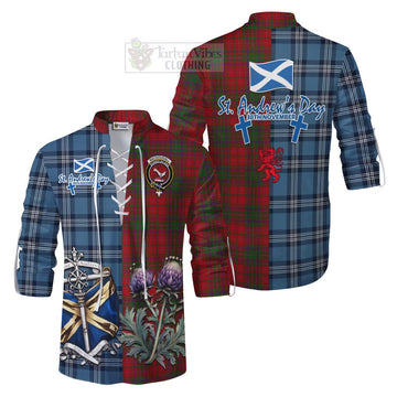 MacDougall (McDougall) Tartan Ghillie Kilt Shirt Happy St. Andrew's Day Half Tartan Style