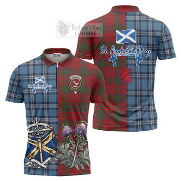 MacDougall (McDougall) Tartan Zipper Polo Shirt Happy St. Andrew's Day Half Tartan Style