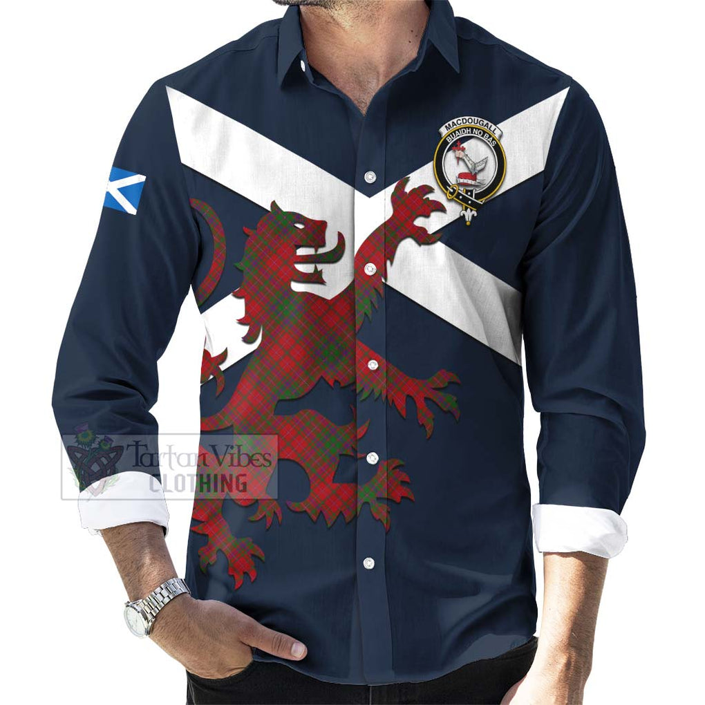 Tartan Vibes Clothing MacDougall (McDougall) Tartan Lion Rampant Long Sleeve Button Shirt – Proudly Display Your Heritage with Alba Gu Brath and Clan Name