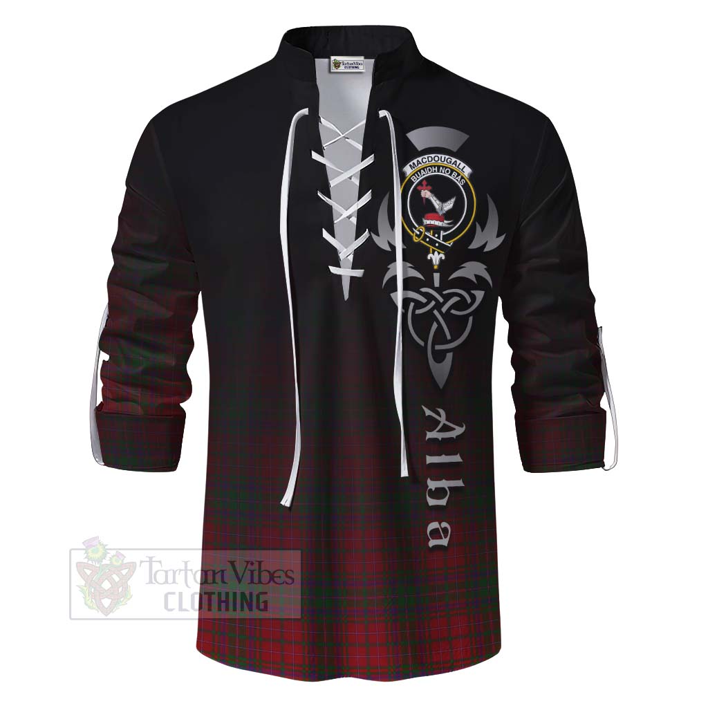 Tartan Vibes Clothing MacDougall (McDougall) Tartan Ghillie Kilt Shirt Featuring Alba Gu Brath Family Crest Celtic Inspired